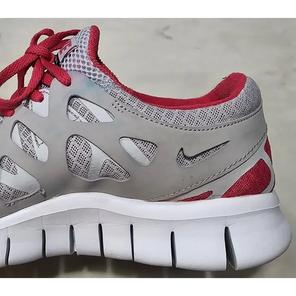 Nike Free Run+ 2 Women's Size 8 Grey Red Running Shoes 443816-026